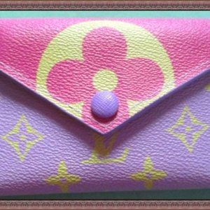Purple Lime Green & Pink Small Wallet For Teens Designer Theme